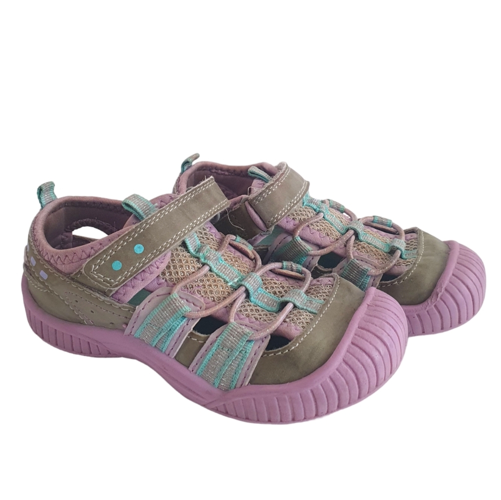 MAP Kids Closed Toe Sandals Size 10 Lavender Hook and Loop Closure.